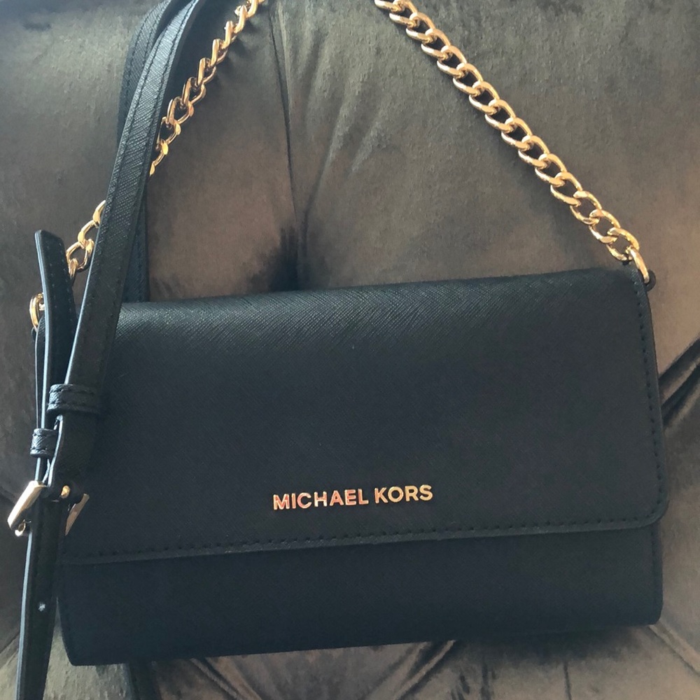 MICHAEL KORS Black Leather Crossbody Bag